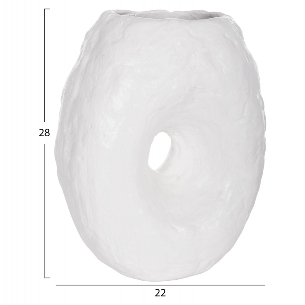 Επιτραπέζιο διακοσμητικό βάζο "NAMENTIS" από τερακότα σε χρώμα λευκό 22x13x28