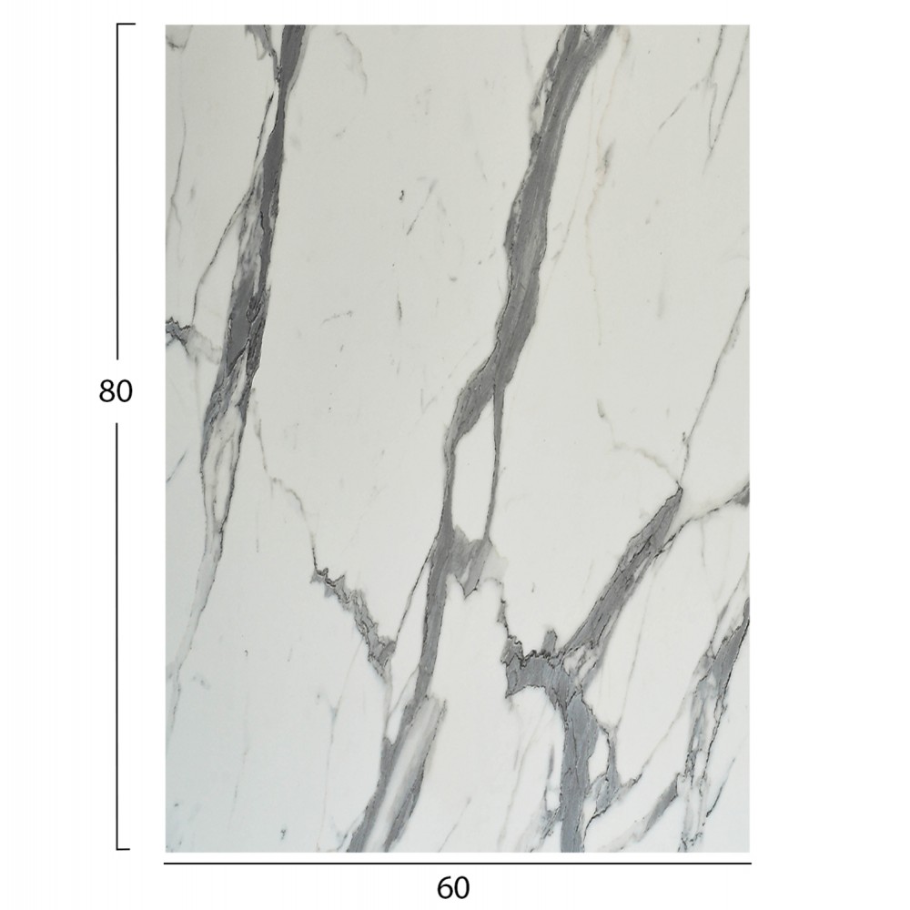 Επιφάνεια τραπεζιού ορθογώνια από HPL σε χρώμα λευκό μαρμάρου 60x80