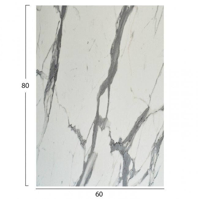 Επιφάνεια τραπεζιού ορθογώνια από HPL σε χρώμα λευκό μαρμάρου 60x80