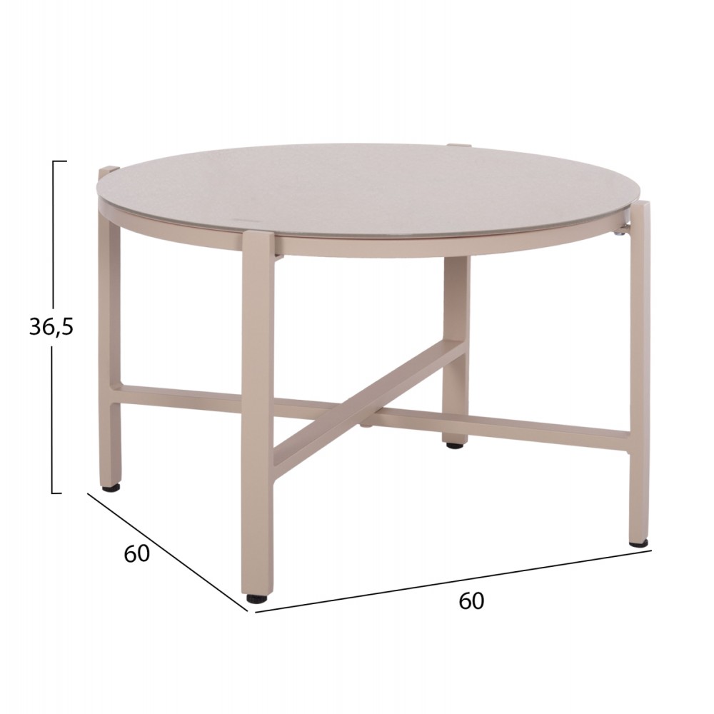 Σετ σαλόνι εξωτερικού χώρου "JULIETTE" 4τμχ από αλουμίνιο/textilene σε χρώμα καπουτσίνο Φ60x36.5