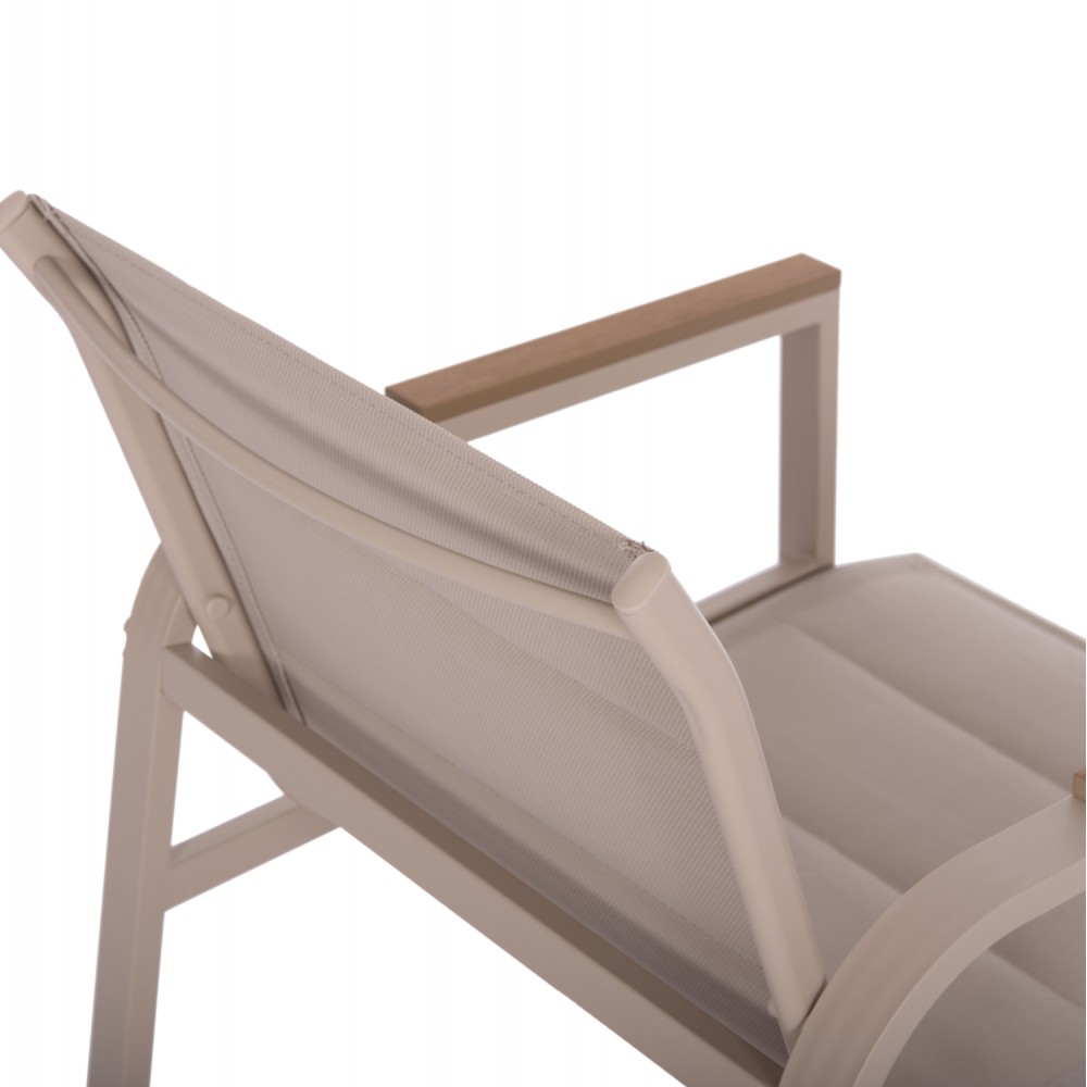 Σετ σαλόνι εξωτερικού χώρου "JULIETTE" 4τμχ από αλουμίνιο/textilene σε χρώμα καπουτσίνο Φ60x36.5