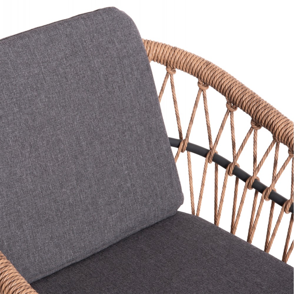 Σετ τραπεζαρίας εξωτερικού χώρου "KRUM" 7τμχ από αλουμίνιο/rattan σε χρώμα γκρι/μπεζ 160-240x90x73