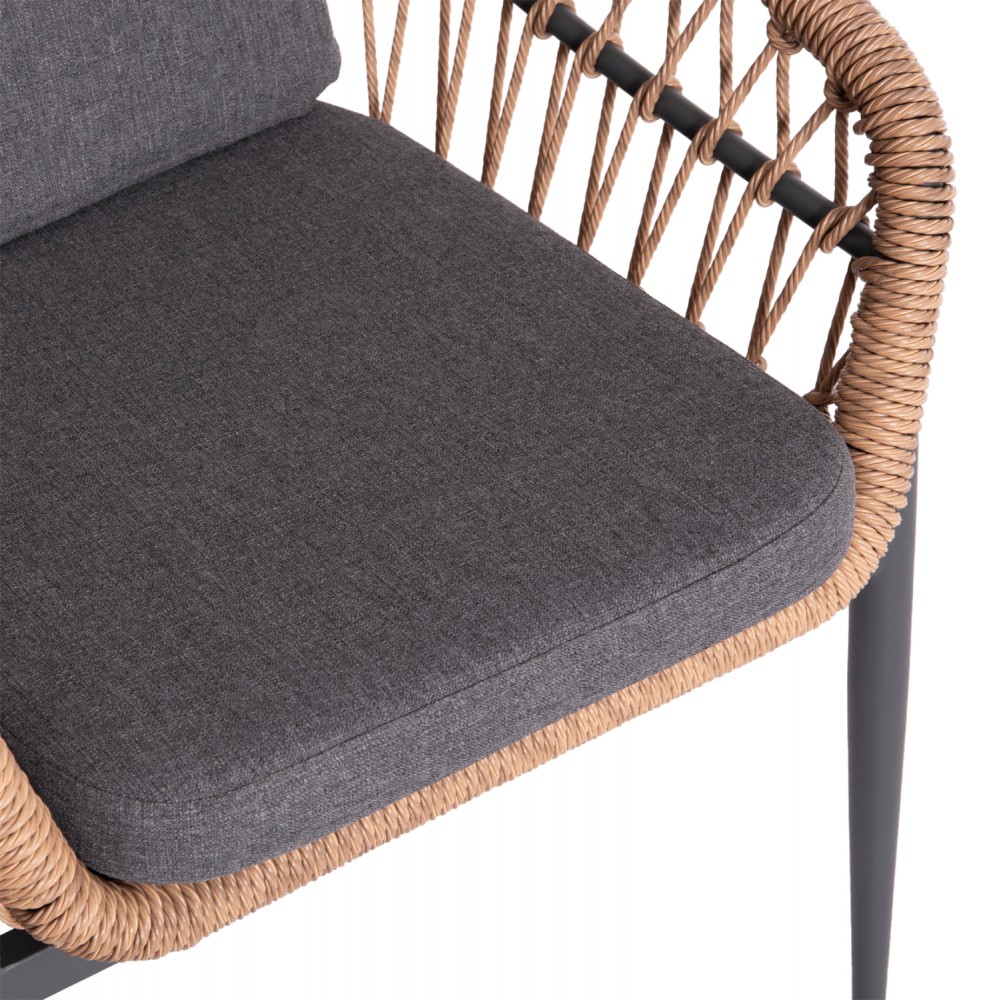 Σετ τραπεζαρίας εξωτερικού χώρου "KRUM" 7τμχ από αλουμίνιο/rattan σε χρώμα γκρι/μπεζ 160-240x90x73