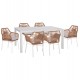 Σετ τραπεζαρίας "KRUM" 7τμχ από αλουμίνιο/p.e. rattan σε χρώμα λευκό/μπεζ 160-240x90x73