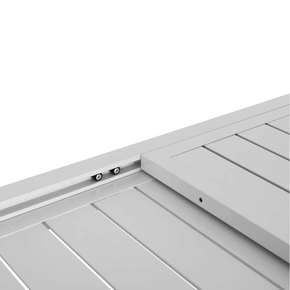 Σετ τραπεζαρίας "KRUM" 7τμχ από αλουμίνιο/p.e. rattan σε χρώμα λευκό/μπεζ 160-240x90x73