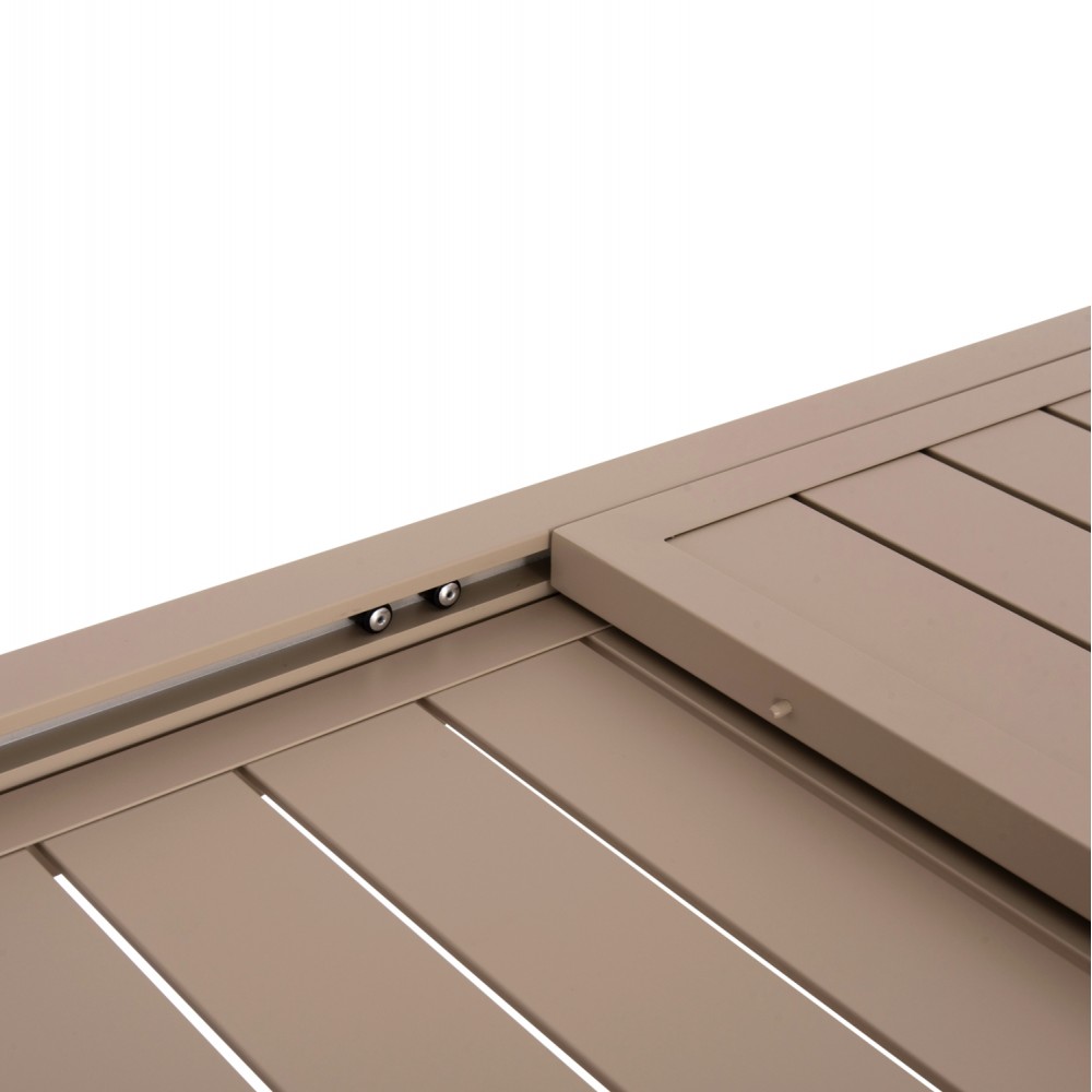 Σετ τραπεζαρίας "KRUM" 7τμχ από αλουμίνιο σε χρώμα καπουτσίνο/σαμπανί 160-240x90x73