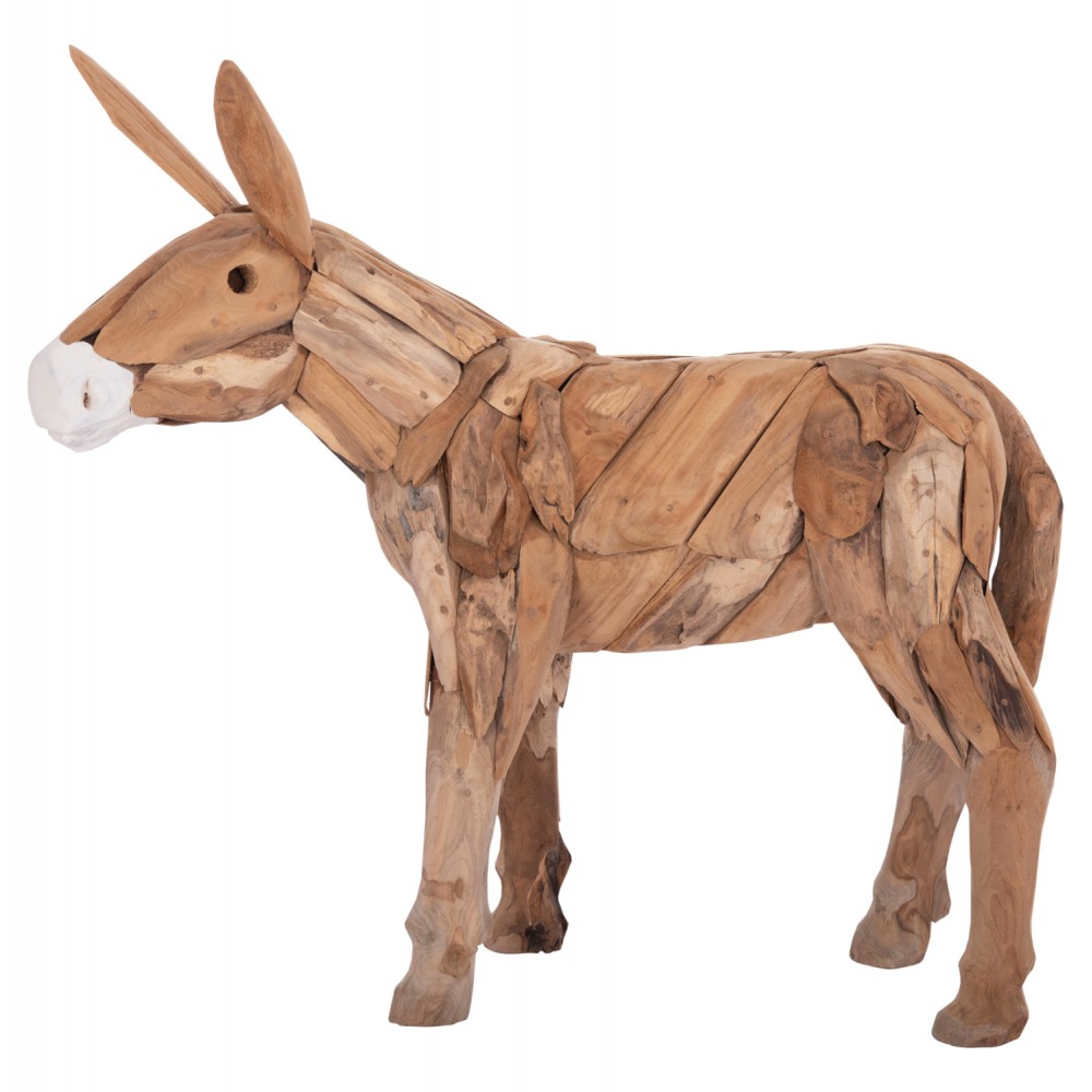 Διακοσμητικό γαϊδουράκι από ξύλο teak σε χρώμα φυσικό 103x33x99.5