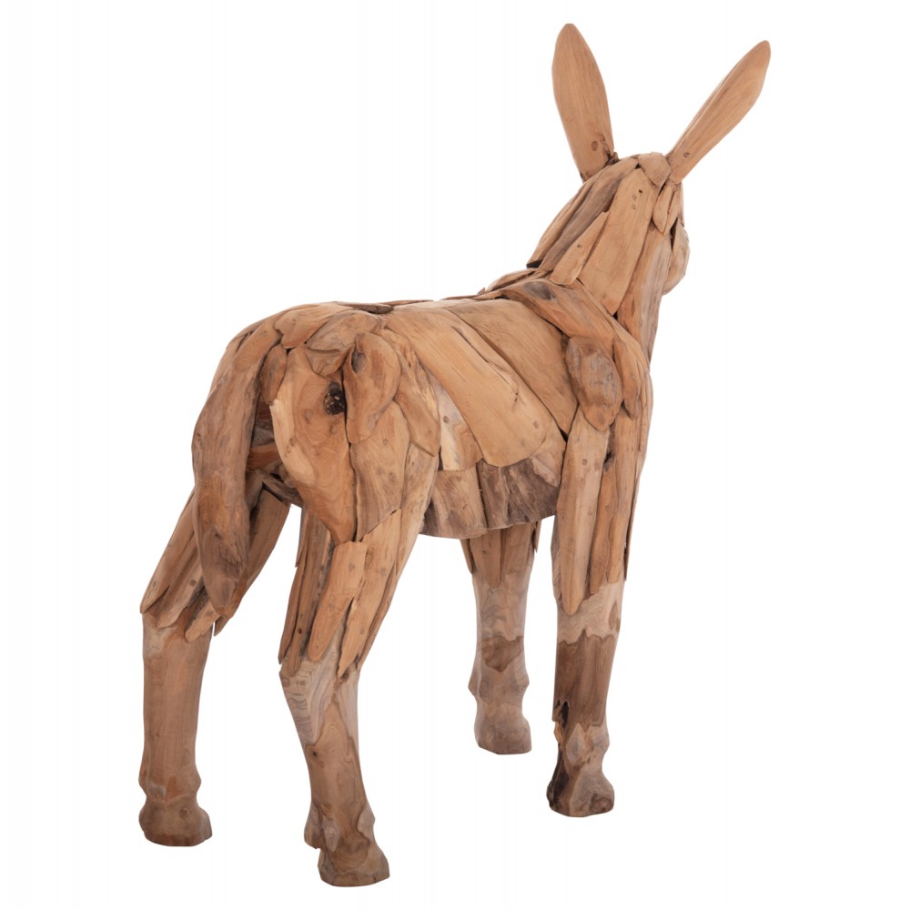 Διακοσμητικό γαϊδουράκι από ξύλο teak σε χρώμα φυσικό 103x33x99.5