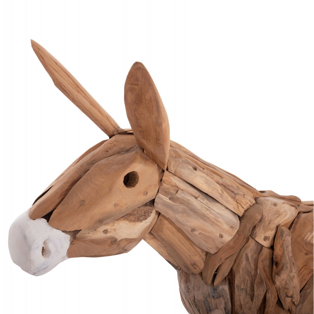 Διακοσμητικό γαϊδουράκι από ξύλο teak σε χρώμα φυσικό 103x33x99.5