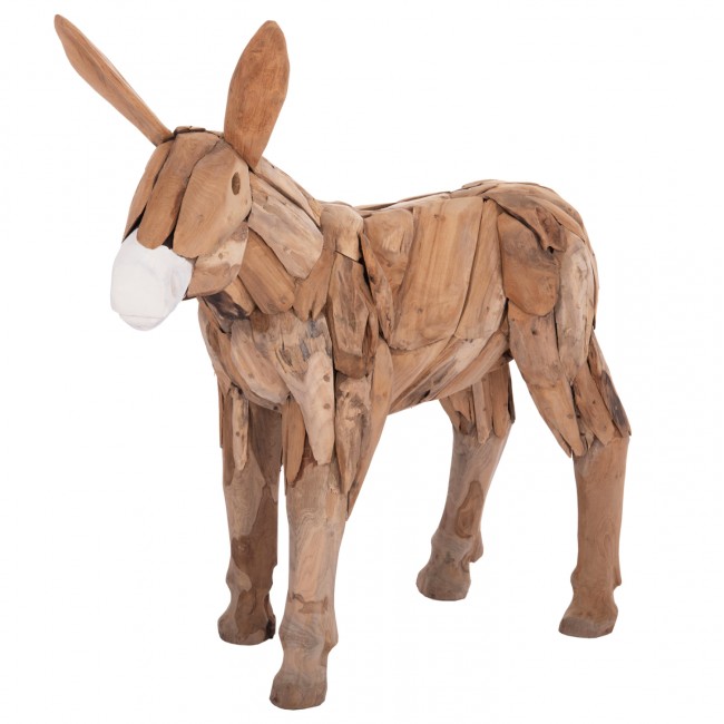 Διακοσμητικό γαϊδουράκι από ξύλο teak σε χρώμα φυσικό 103x33x99.5