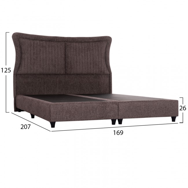 Κρεβάτι διπλό "NESTOR" από ύφασμα μπουκλέ σε χρώμα καφέ 160x200