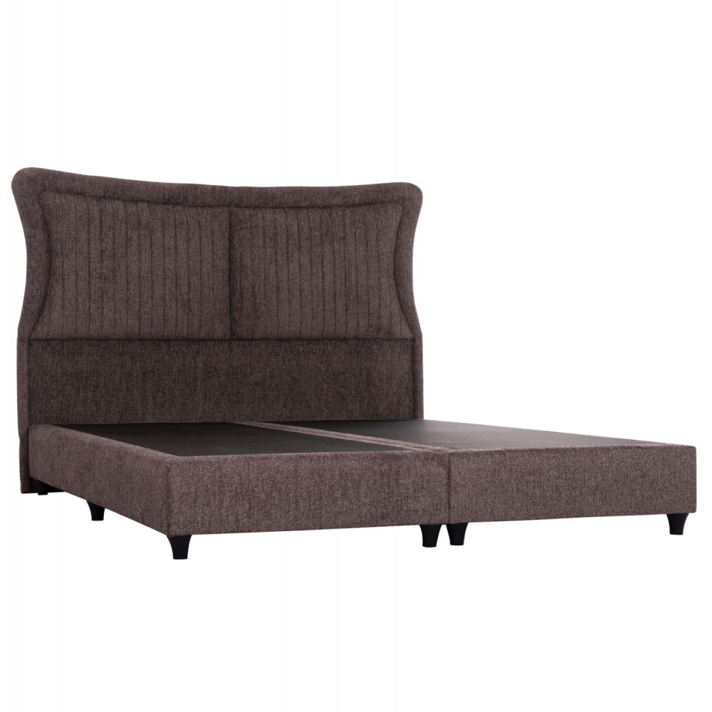 Κρεβάτι διπλό "NESTOR" από ύφασμα μπουκλέ σε χρώμα καφέ 160x200