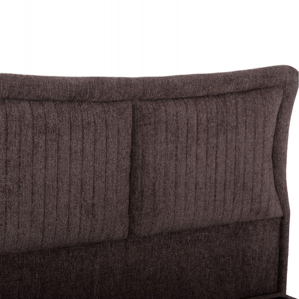 Κρεβάτι διπλό "NESTOR" από ύφασμα μπουκλέ σε χρώμα καφέ 160x200