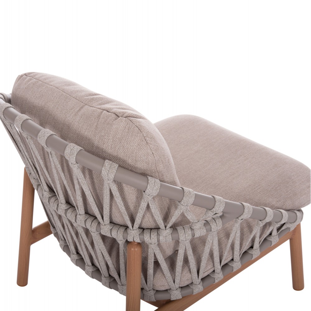 Σετ σαλόνι "KROM" 5τμχ από αλουμίνιο/σχοινί/3D γυαλί σε χρώμα φυσικό/γκρι 120x65x31.5