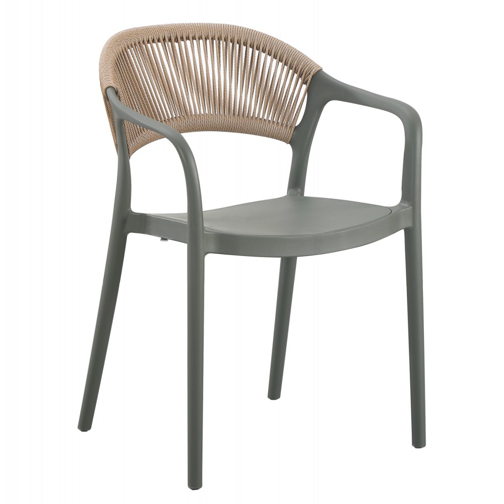 Πολυθρόνα "EVA" από pp/σχοινί σε χρώμα λαδί/μπεζ 56.5x53x80