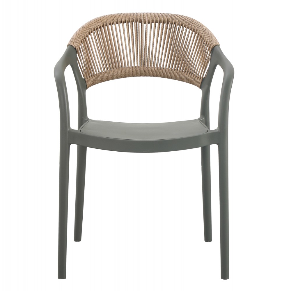 Πολυθρόνα "EVA" από pp/σχοινί σε χρώμα λαδί/μπεζ 56.5x53x80