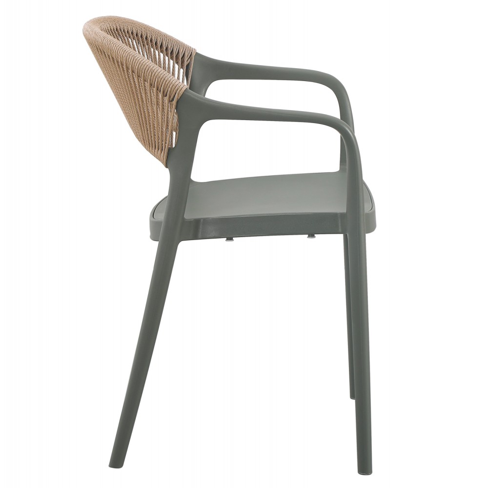 Πολυθρόνα "EVA" από pp/σχοινί σε χρώμα λαδί/μπεζ 56.5x53x80