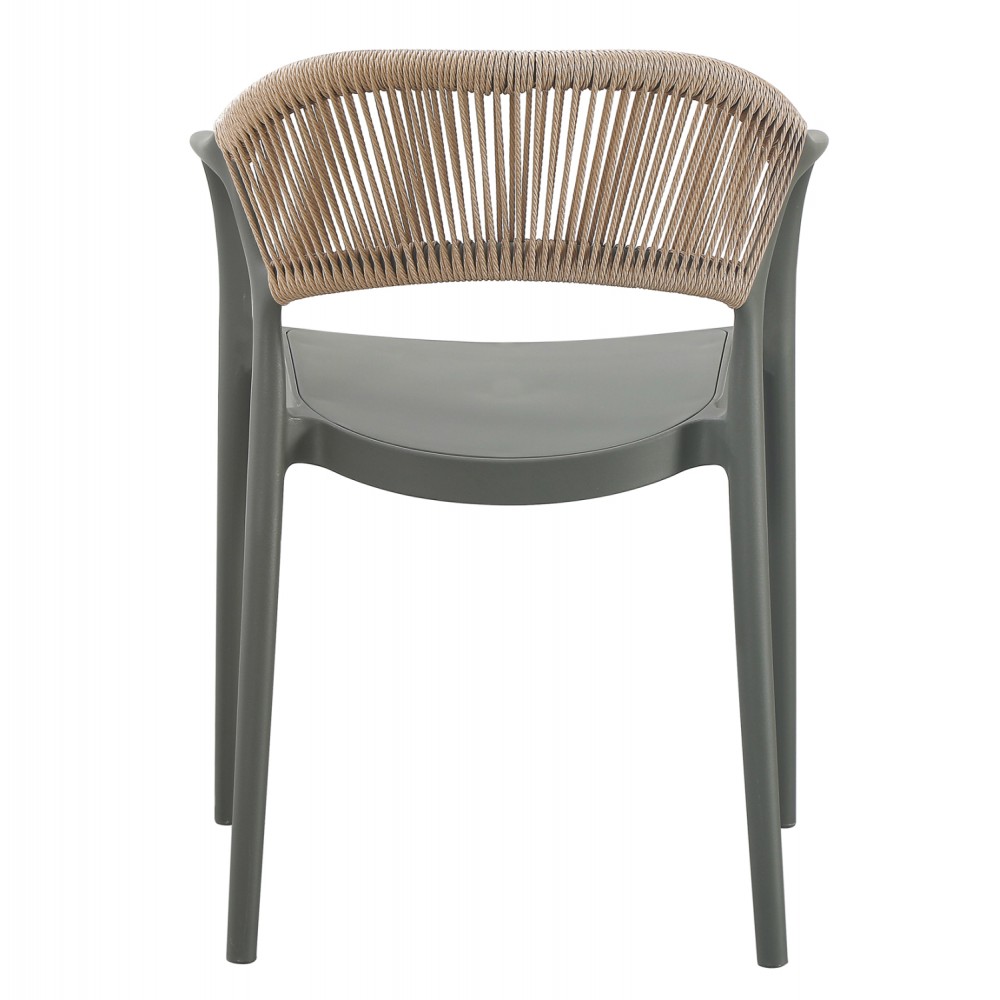 Πολυθρόνα "EVA" από pp/σχοινί σε χρώμα λαδί/μπεζ 56.5x53x80