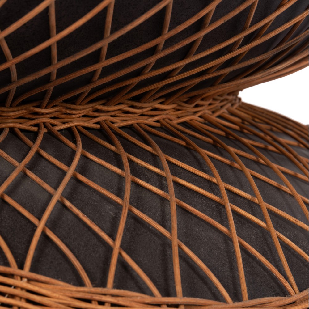 Τραπέζι σαλονιού "ANNA" από fiber cement/rattan σε χρώμα μαύρο/φυσικό Φ92x44.5