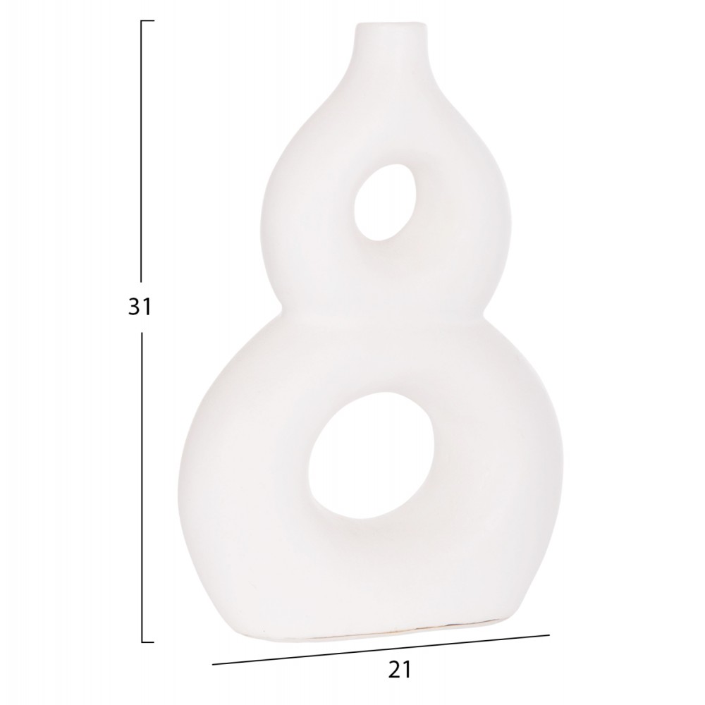 Επιτραπέζιο διακοσμητικό βάζο "FIORIN" από τερακότα σε χρώμα λευκό 21x7.5x31