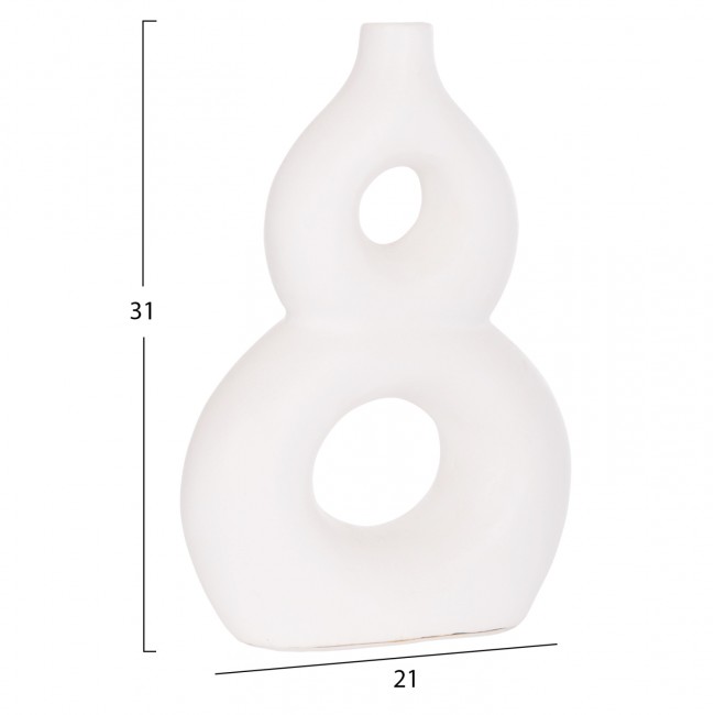Επιτραπέζιο διακοσμητικό βάζο "FIORIN" από τερακότα σε χρώμα λευκό 21x7.5x31