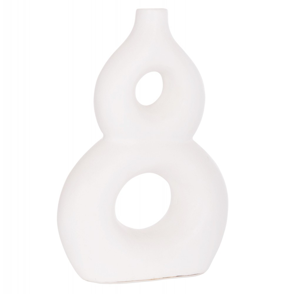 Επιτραπέζιο διακοσμητικό βάζο "FIORIN" από τερακότα σε χρώμα λευκό 21x7.5x31