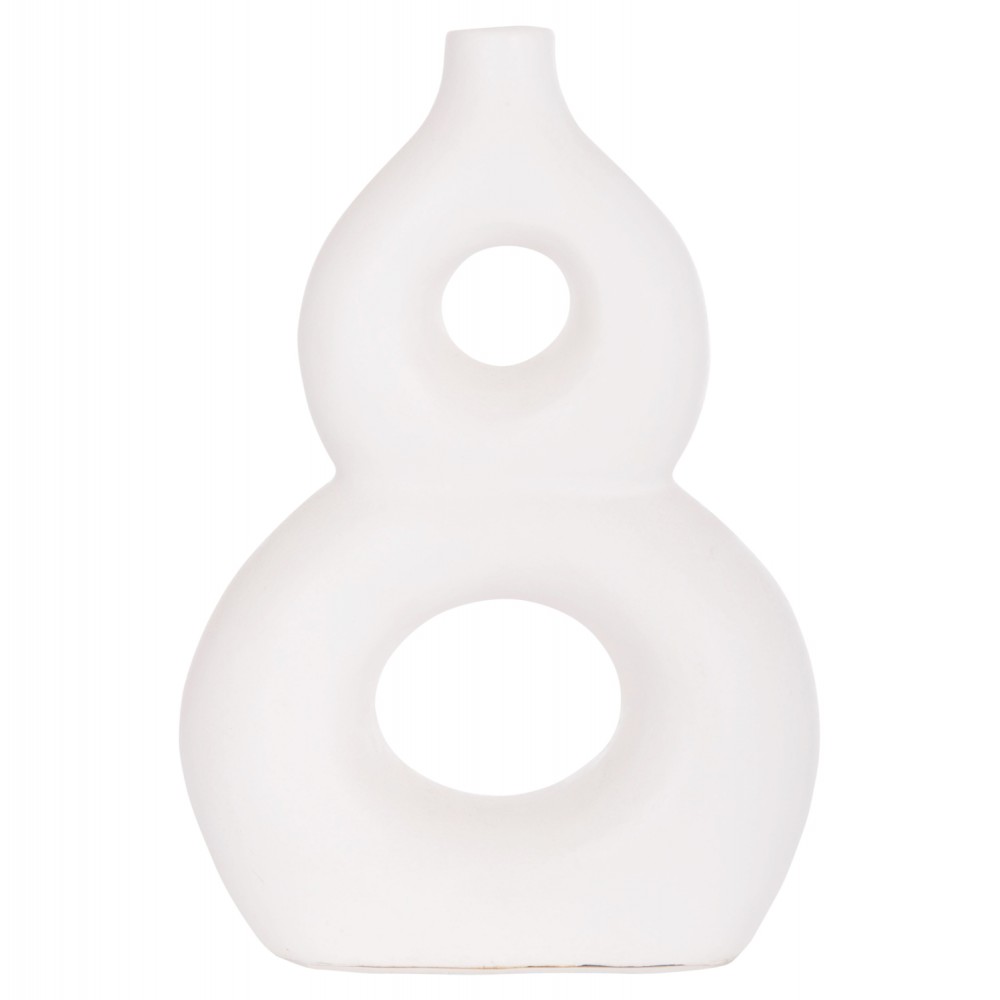 Επιτραπέζιο διακοσμητικό βάζο "FIORIN" από τερακότα σε χρώμα λευκό 21x7.5x31