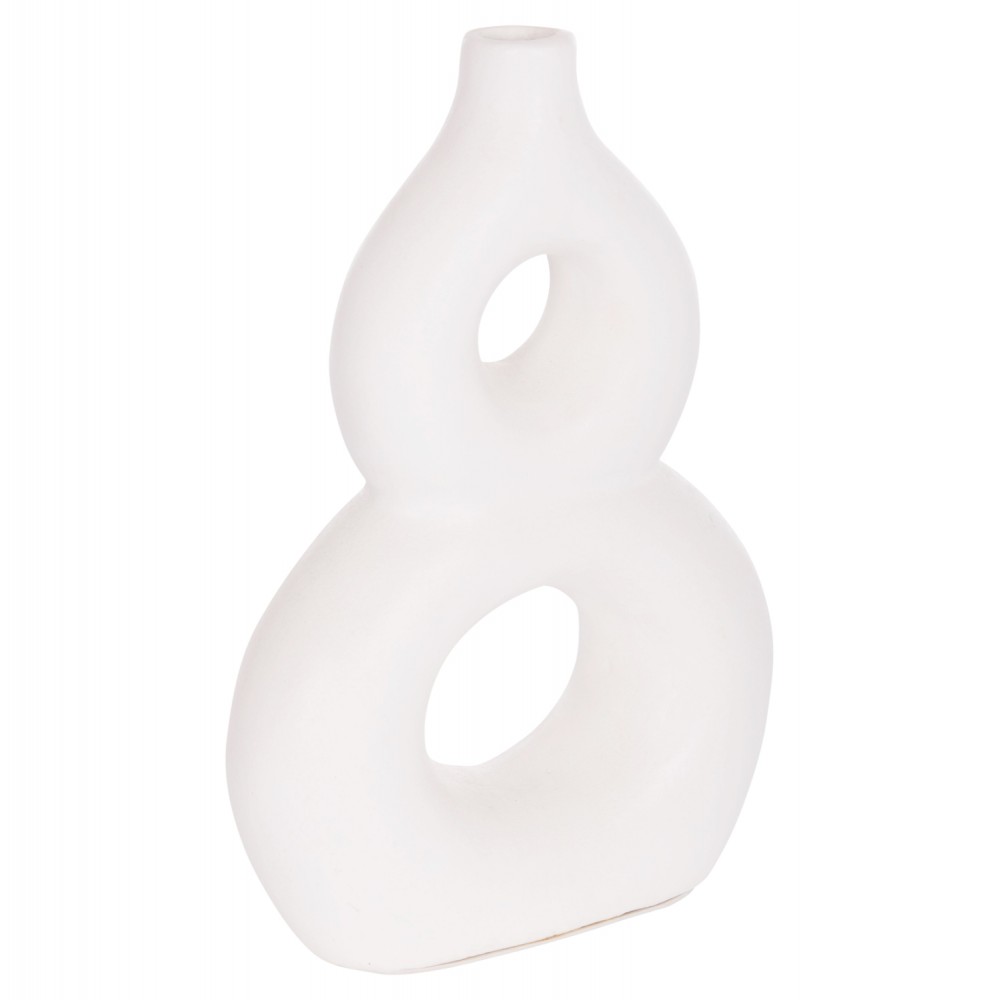 Επιτραπέζιο διακοσμητικό βάζο "FIORIN" από τερακότα σε χρώμα λευκό 21x7.5x31