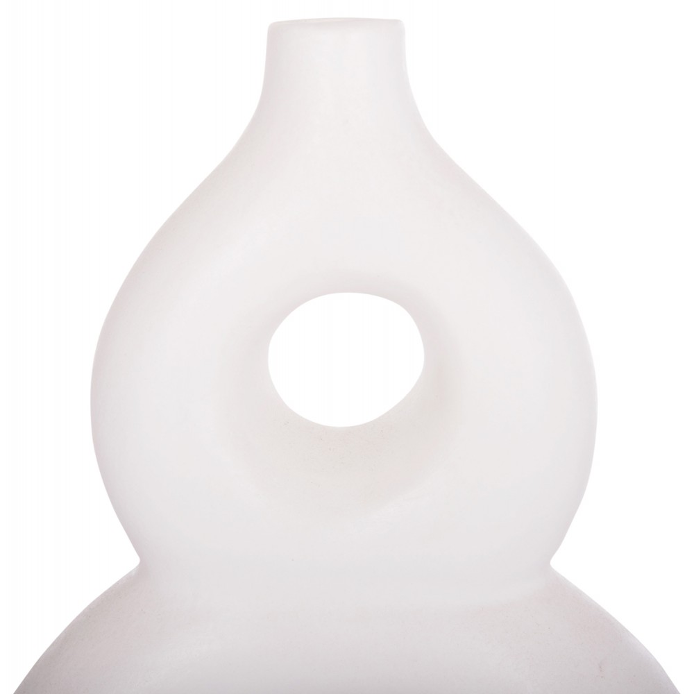 Επιτραπέζιο διακοσμητικό βάζο "FIORIN" από τερακότα σε χρώμα λευκό 21x7.5x31