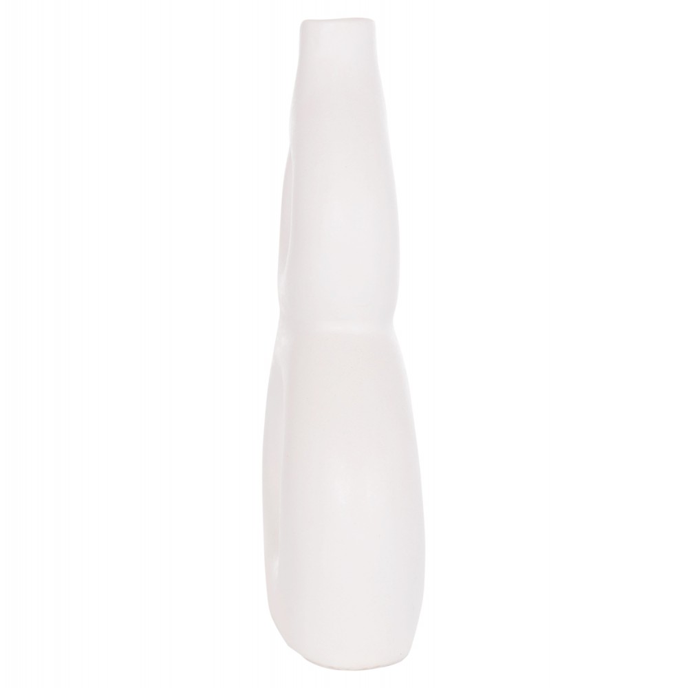 Επιτραπέζιο διακοσμητικό βάζο "FIORIN" από τερακότα σε χρώμα λευκό 21x7.5x31