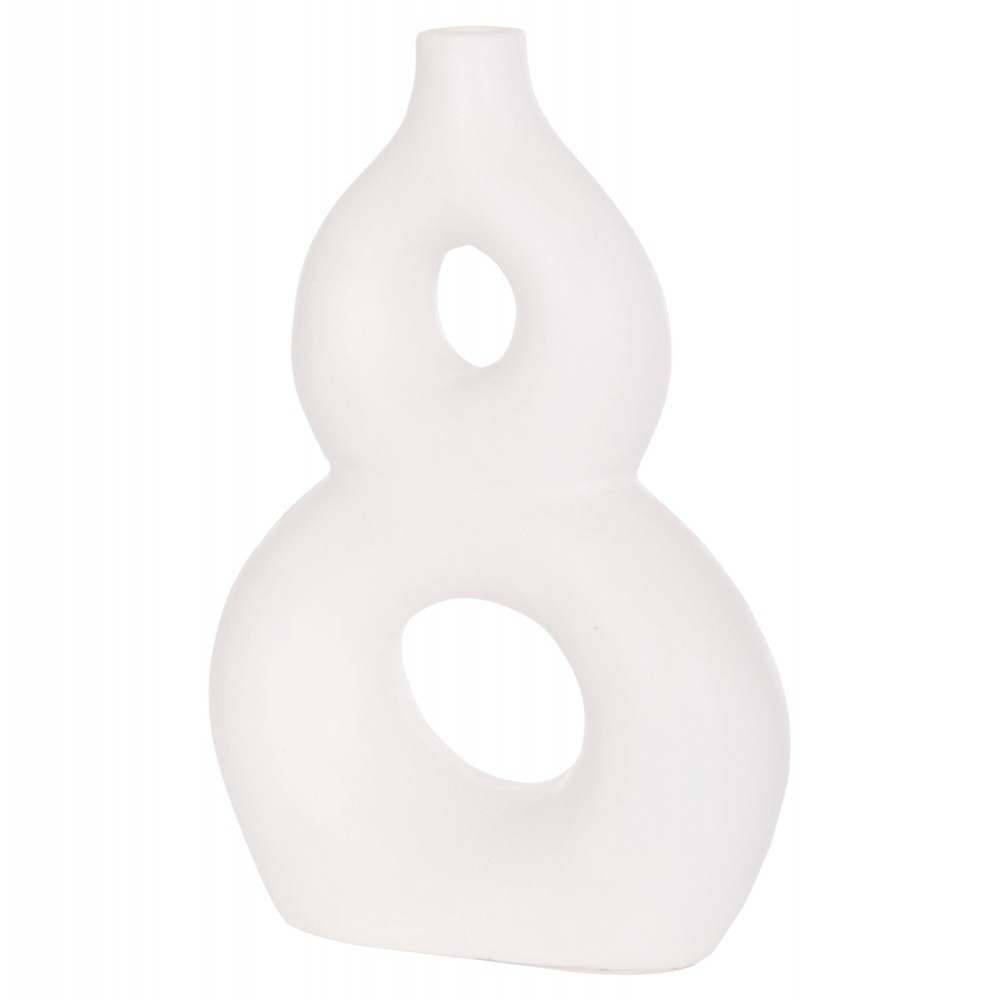 Επιτραπέζιο διακοσμητικό βάζο "FIORIN" από τερακότα σε χρώμα λευκό 21x7.5x31