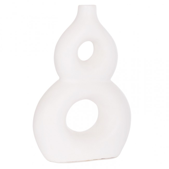 Επιτραπέζιο διακοσμητικό βάζο "FIORIN" από τερακότα σε χρώμα λευκό 21x7.5x31