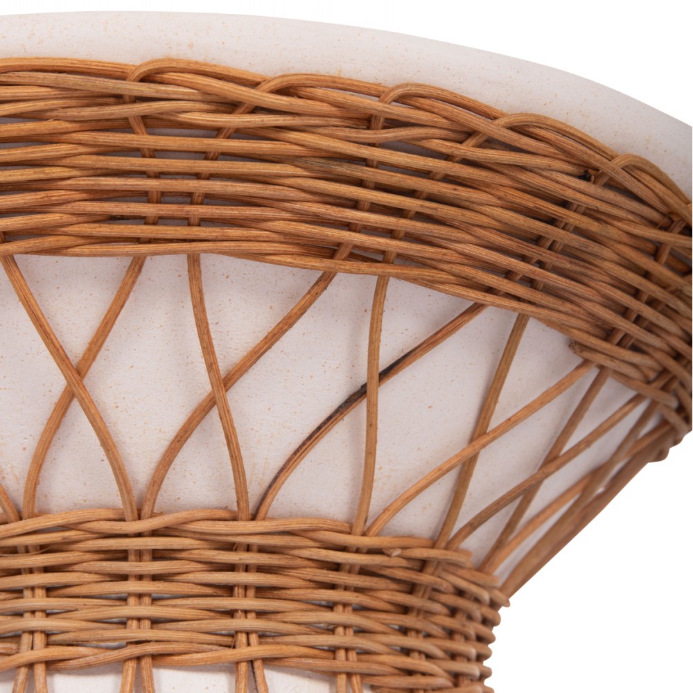 Τραπέζι βοηθητικό "DELIA" από fiber cement/rattan σε χρώμα λευκό/φυσικό Φ40x45