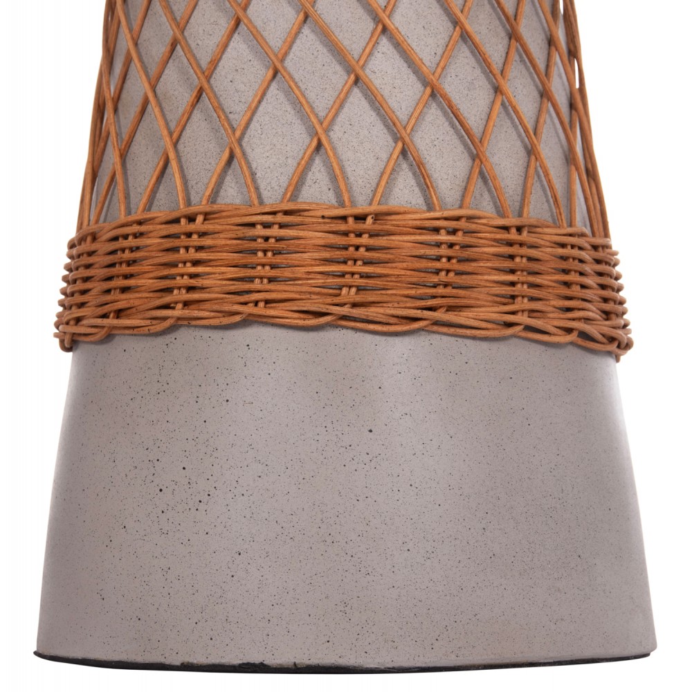 Τραπέζι βοηθητικό "DELIA" από fiber cement/rattan σε χρώμα γκρι/φυσικό Φ40x45