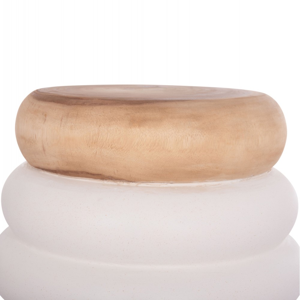 Τραπέζι βοηθητικό "PUFFAT" από fiber cement/ξύλο σε χρώμα λευκό/φυσικό Φ45x46