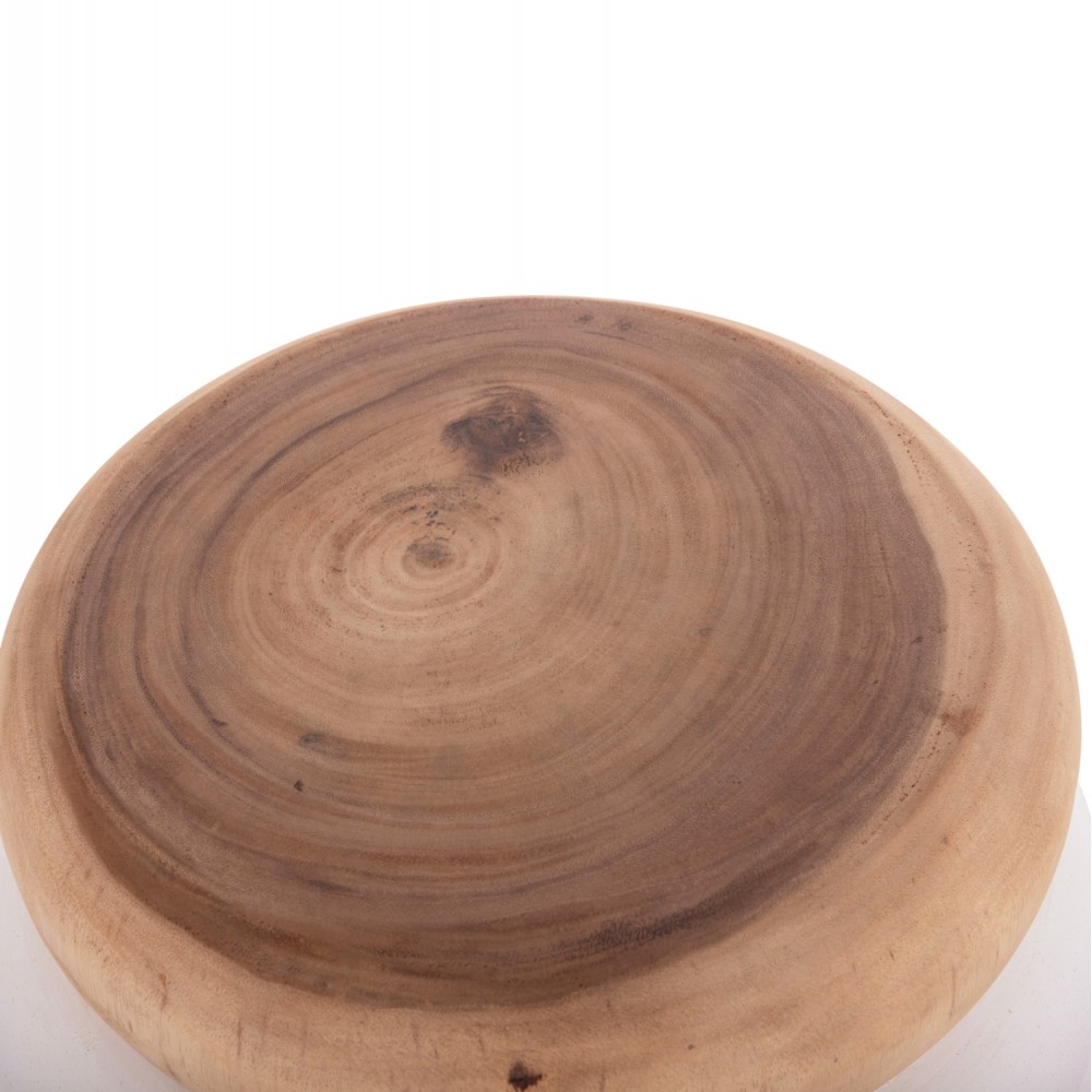 Τραπέζι βοηθητικό "PUFFAT" από fiber cement/ξύλο σε χρώμα λευκό/φυσικό Φ45x46