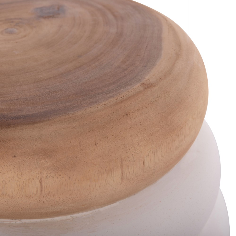 Τραπέζι βοηθητικό "PUFFAT" από fiber cement/ξύλο σε χρώμα λευκό/φυσικό Φ45x46