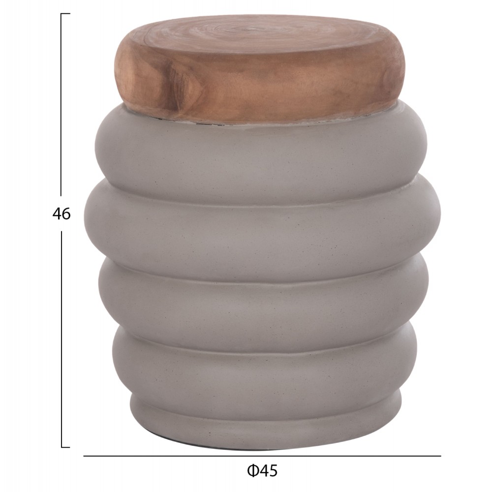 Τραπέζι βοηθητικό "PUFFAT" από fiber cement/ξύλο σε χρώμα γκρι/φυσικό Φ45x46