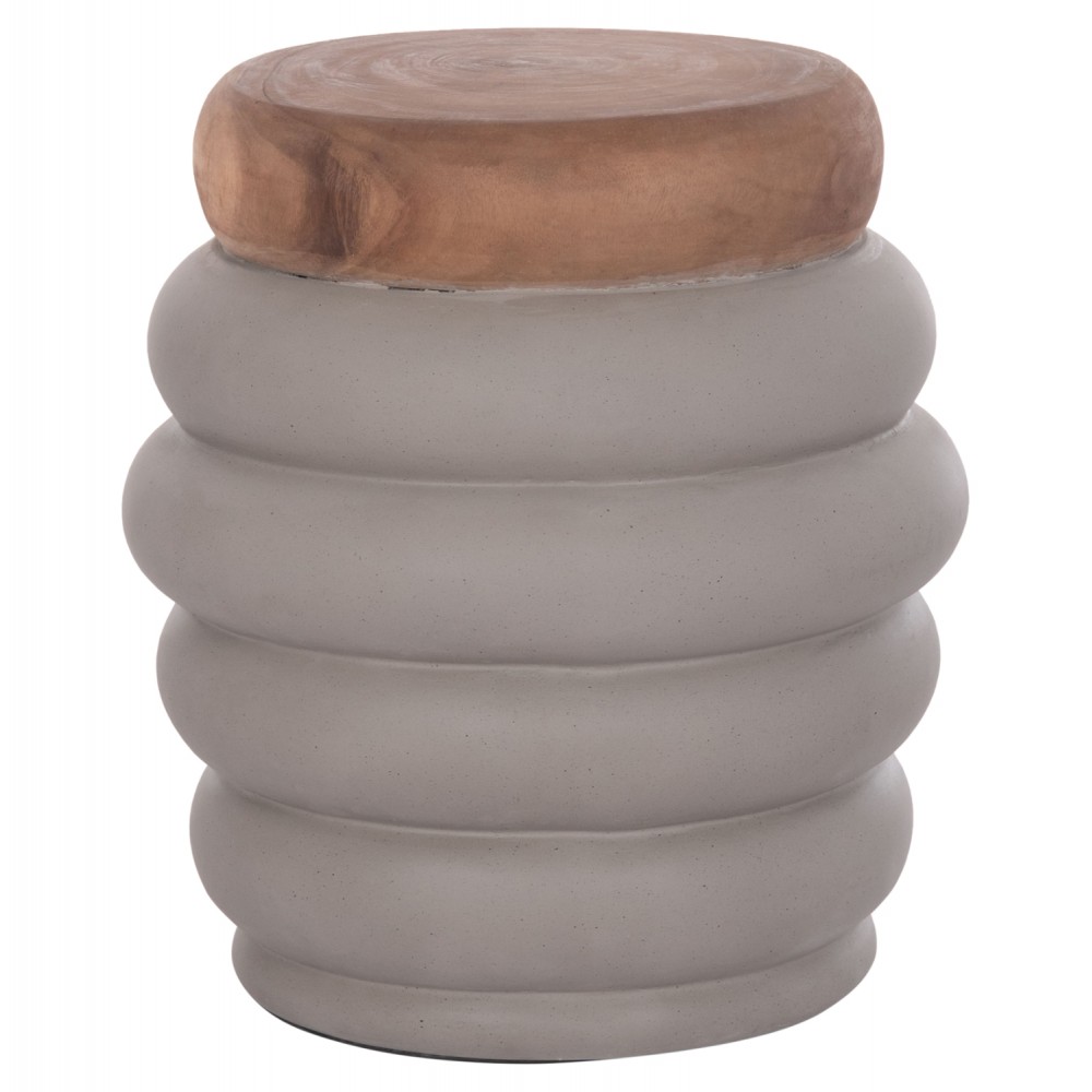 Τραπέζι βοηθητικό "PUFFAT" από fiber cement/ξύλο σε χρώμα γκρι/φυσικό Φ45x46