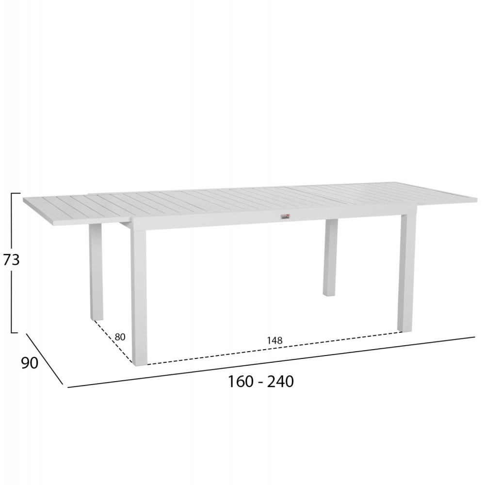 Σετ τραπεζαρίας "KRUM" 7τμχ από αλουμίνιο σε χρώμα λευκό 160-240x90x73