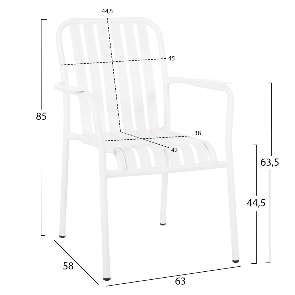Σετ τραπεζαρίας "KRUM" 7τμχ από αλουμίνιο σε χρώμα λευκό 160-240x90x73