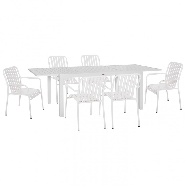 Σετ τραπεζαρίας "KRUM" 7τμχ από αλουμίνιο σε χρώμα λευκό 160-240x90x73