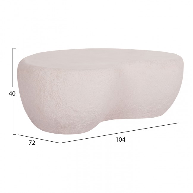 Τραπέζι σαλονιού "GERSON" από fiber cement σε χρώμα λευκό 104x72x40