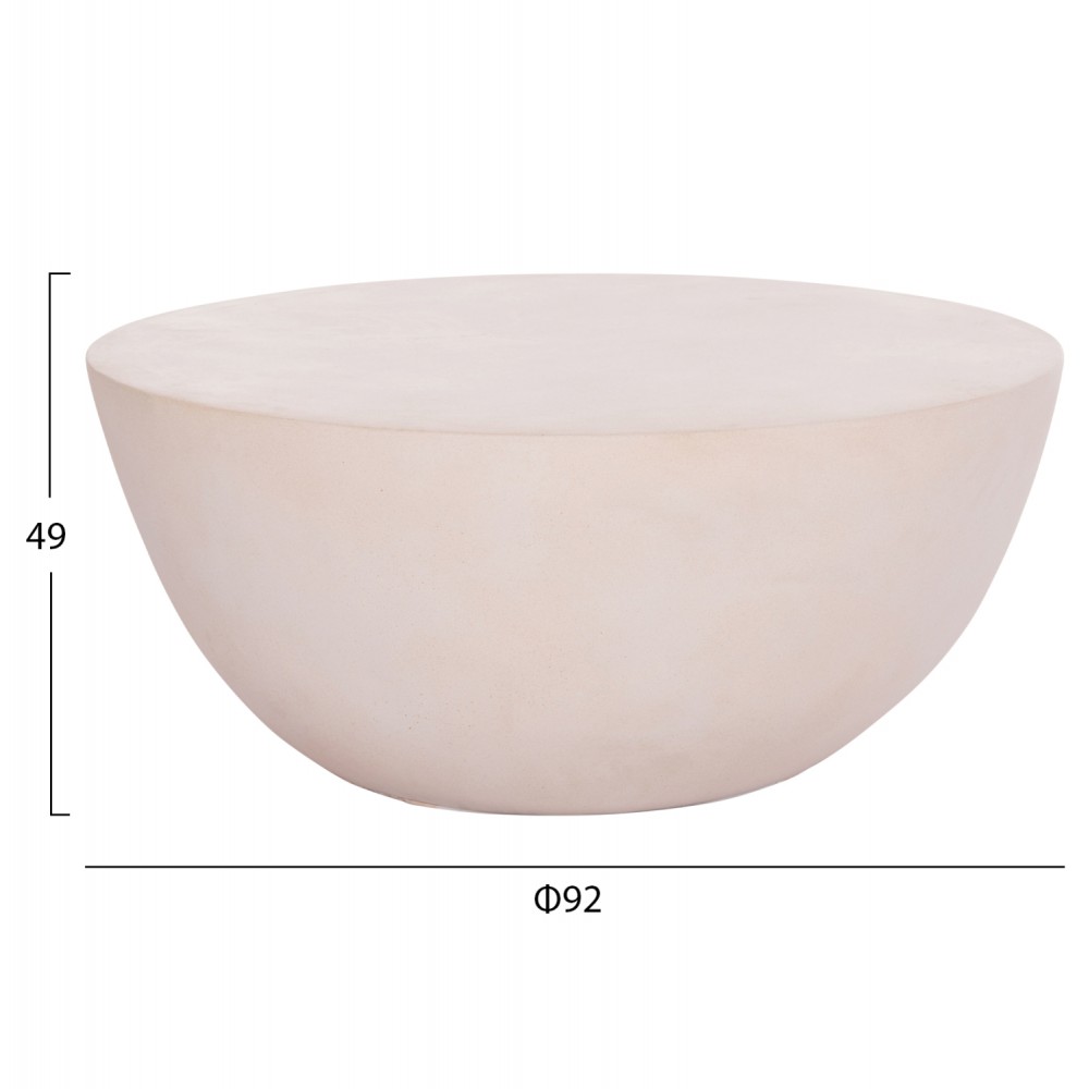 Τραπέζι σαλονιού "ALLAN" από fiber cement σε χρώμα λευκό Φ92x49