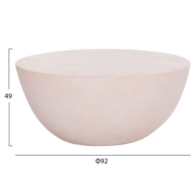 Τραπέζι σαλονιού "ALLAN" από fiber cement σε χρώμα λευκό Φ92x49