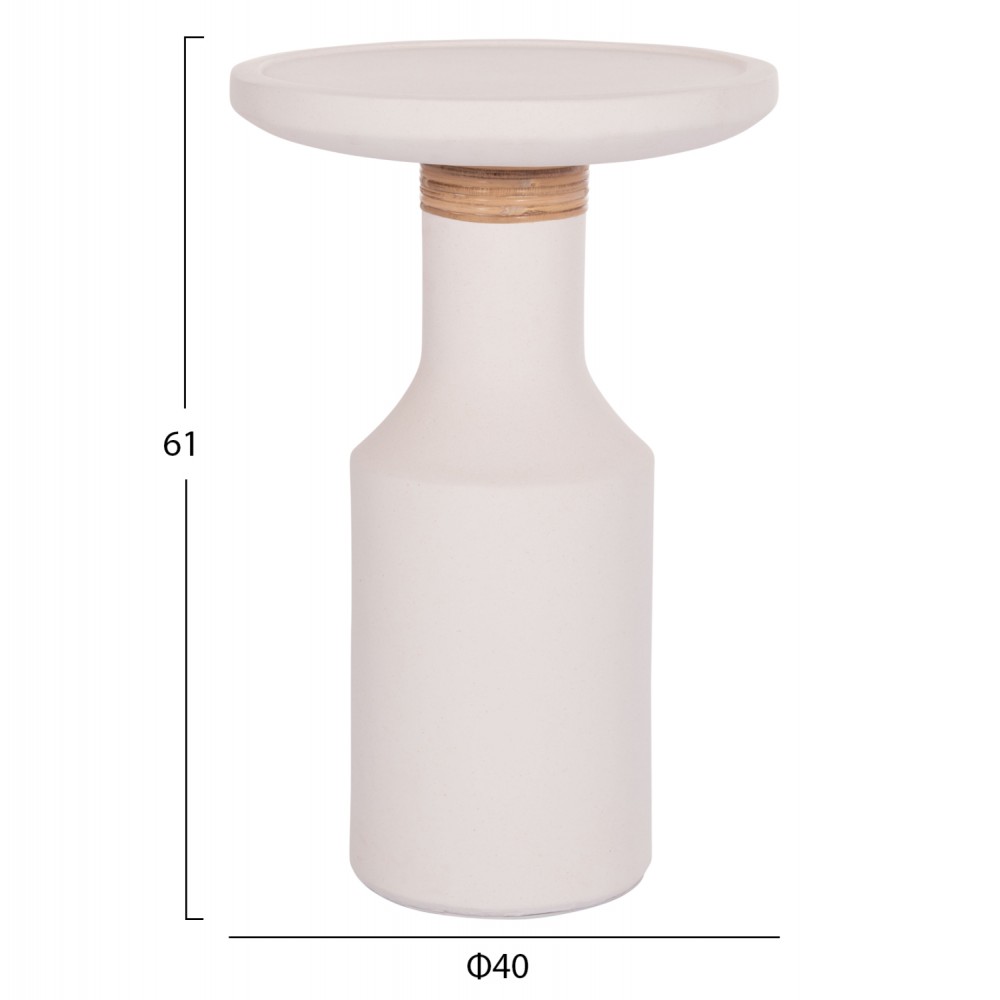 Τραπέζι βοηθητικό "TRED(T)" από fiber cement/rattan σε χρώμα λευκό/φυσικό Φ40x61