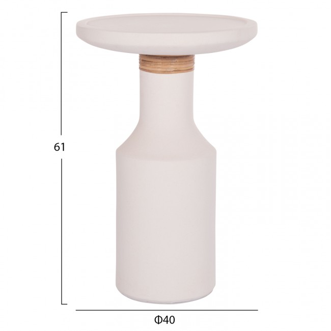 Τραπέζι βοηθητικό "TRED(T)" από fiber cement/rattan σε χρώμα λευκό/φυσικό Φ40x61