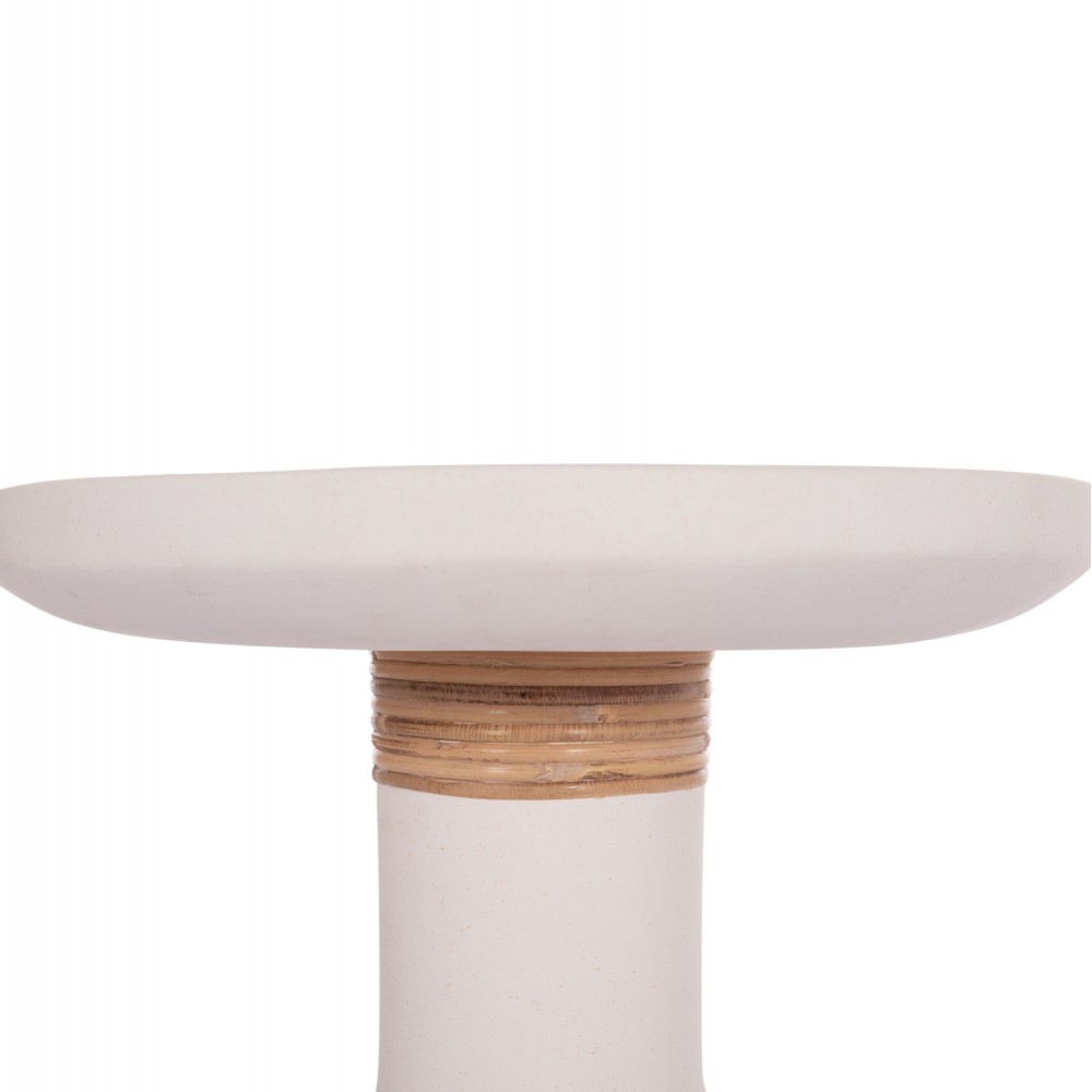 Τραπέζι βοηθητικό "TRED(T)" από fiber cement/rattan σε χρώμα λευκό/φυσικό Φ40x61