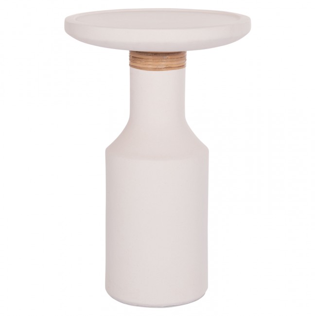 Τραπέζι βοηθητικό "TRED(T)" από fiber cement/rattan σε χρώμα λευκό/φυσικό Φ40x61