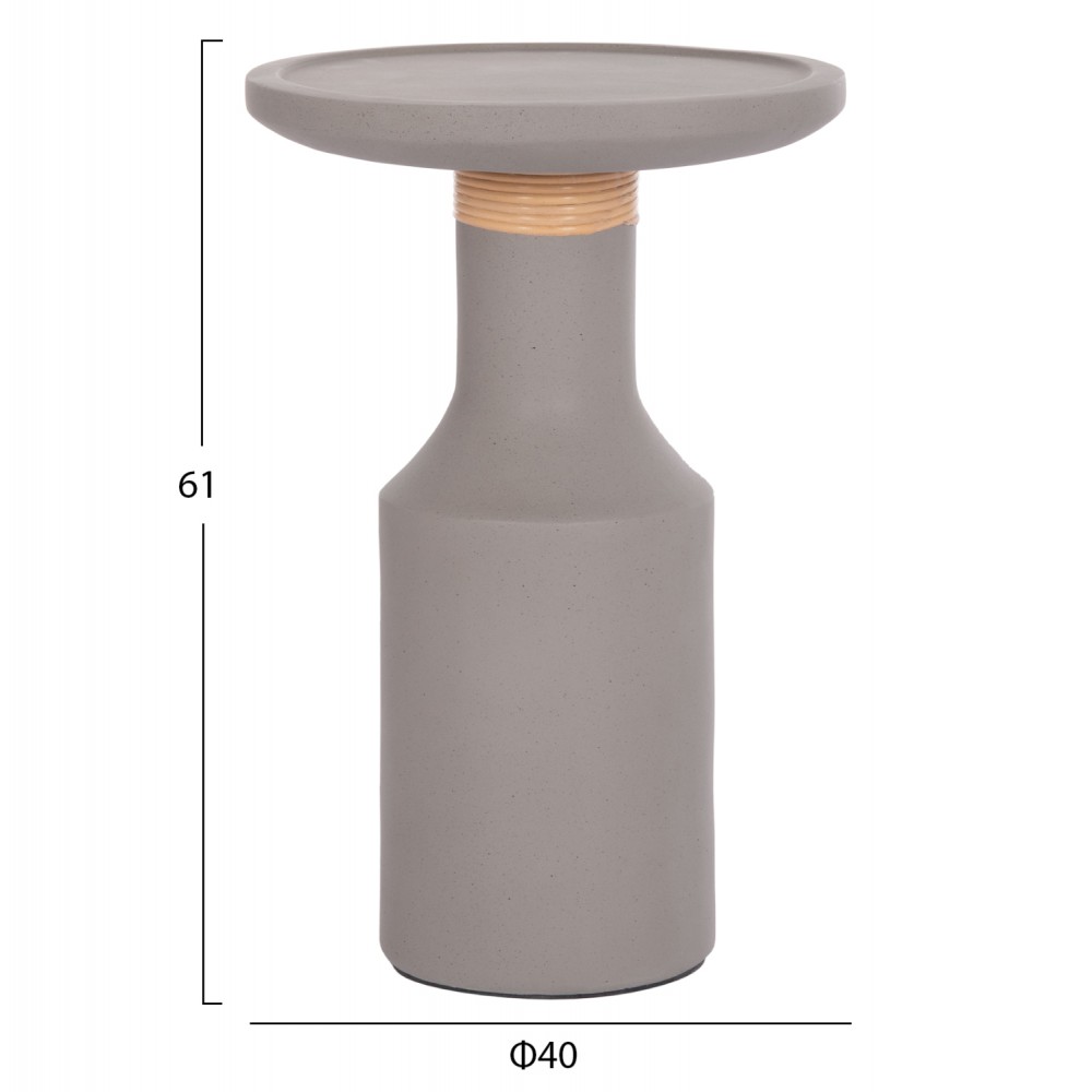 Τραπέζι βοηθητικό "TRED(T)" από fiber cement/rattan σε χρώμα γκρι/φυσικό Φ40x61